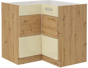 Sarok alsó konyhaszekrény Arryn 90 x 90 DN 2F BB (artisan tölgy + fényes krém). 1024720