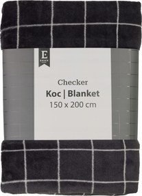 Puha takaró fekete fehér kockás 150x200 cm Checker