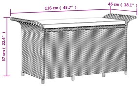 barna polyrattan kerti pad párnával 116 x 46 x 57 cm