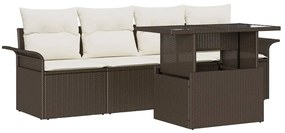 vidaXL Kerti Kanapé Szett párnával tárolóval 5 pcs Barna Poly Rattan
