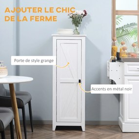 HOMCOM Tárolószekrény Buffet Konyhai Tárolóegység Fürdőszobai Helytakarékos Klasszikus Stílus 3 Állítható Polccal - Magasság 120 cm Fehér Fából | Aoso