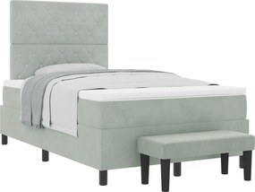 vidaXL Boxrugós ágy matracmal Világosszürke 120 x 190 cm Bársony