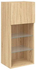 sonoma tölgy színű TV-szekrény LED-lámpákkal 40,5x30x90 cm