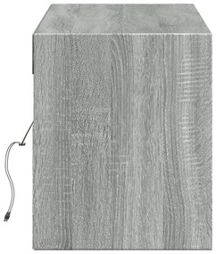 szürke sonoma színű fali TV-szekrény LED-ekkel 140 x 31 x 38 cm