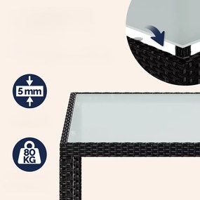 Casaria® Kerti rattan szett Berlin 1+4 - fekete