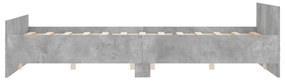 betonszürke ágykeret fej- és lábtámlával 120 x 200 cm
