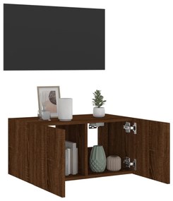 barna tölgyszínű fali TV-szekrény LED-del 60x35x31 cm