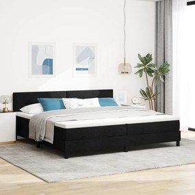 Boxspring Ágy Matraccal &amp; LED Fény Fekete 200x200 cm Szövet