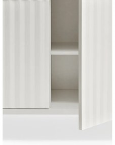 Fehér-natúr színű alacsony komód tölgyfa dekorral 159x80 cm Sierra – Teulat