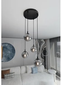 Csillár zsinóron COSMO 4xE14/10W/230V átm. 40 cm fekete/szürke