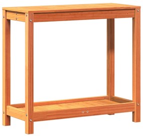 viaszbarna tömör fenyőfa ültetőasztal polccal 82,5 x 35 x 75 cm