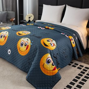 Ágytakaró EMOJI KINYÚJTOTT mintával szürke Méret: 170 x 210 cm