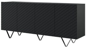 SCALIA 190 4D négyajtós szekrény - matt fekete / fekete lábak