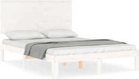 vidaXL fehér tömör fa ágykeret fejtámlával Small Double
