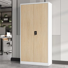Fém iratszekrény JAN, 900 x 1850 x 400 mm, Eco Design: fehér/ sonoma tölgy