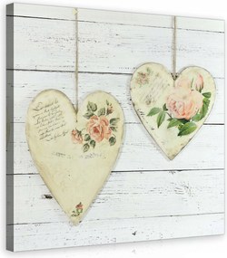 Vászonkép 80x80 Szerelem szív rózsa virágok dekupázs vintage romantika