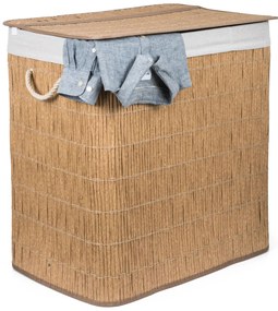 G21-es 150 literes szennyeskosár elválasztókkal, rattan utánzat, fehér betéttel
