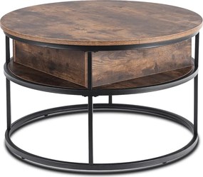 ASTUR dohányzóasztal 80 cm – rusztikus tölgy/fekete