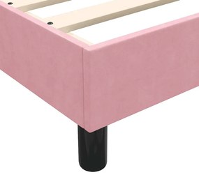 rózsaszín bársony rugós ágy matrac nélkül 200x210 cm