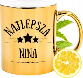 Prémium Arany Csillogó Bögre Nina Ajándék Nyomtatott Fotóval