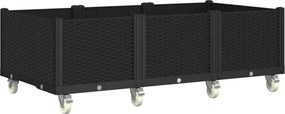 vidaXL fekete polipropilén rácsos kerekes ültetőláda 150 x 80 x 54 cm