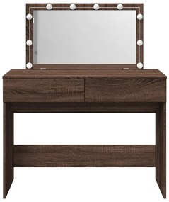 barna tölgy színű fésülködőasztal LED-del 100 x 40 x 120 cm