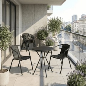 Kerti szék, fém, műanyag, fekete, AZC-H1001 BK