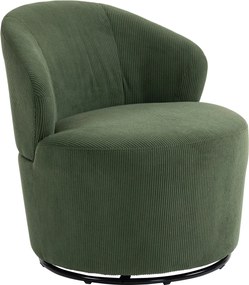 HOMCOM forgó lounge fotel – széles párnázott fotel ívelt háttámlával, kordbársony, zöld | Aosom