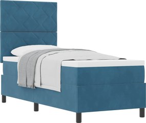 vidaXL Boxrugós ágy matracmal fejtámlával Sötét kék 80 x 200 cm szövet