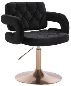 HR8403N Fekete modern velúr szék arany lábbal