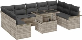 vidaXL Kerti Kanapé Szett párnával 10 pcs Világosszürke Poli rattan