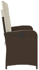 barna polyrattan dönthető kerti pad párnával