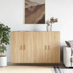2 db sonoma-tölgy színű szerelt fa falra szerelhető szekrény