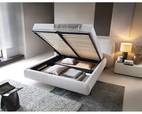 Bézs kárpitozott ágyneműtartós franciaágy ágyráccsal 140x200 cm Pointt – ELTAP