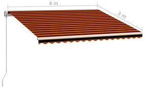 narancssárga és barna kézzel kihúzható napellenző 400 x 300 cm