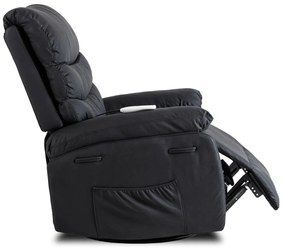 Elektromosan Vezérelhető Masszázsfunkciós Relaxfotel Fotel Fekete Színben. BRUCE