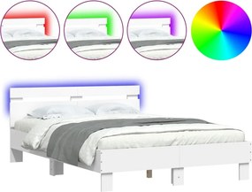 vidaXL fehér ágykeret fejtámlával és LED-del 135 x 190 cm
