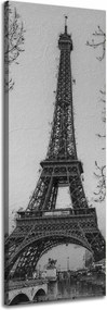 Vászonkép Fekete-fehér Eiffel-torony Franciaország Retro 40x120 cm