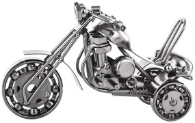 Industrial szürke fém 3 kerekű chopper trike motorkerékpár asztali dekoráció csapágy kerekekkel 9x17x7,5cm