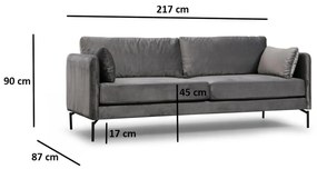 Háromszemélyes kanapé Sinarella (szürke + fekete). 1106715