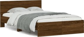 vidaXL barna tölgy színű ágykeret fejtámlával 135 x 190 cm