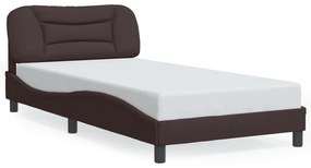 sötétbarna szövet ágykeret LED-ekkel matrac nélkül 100x200 cm