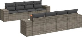 vidaXL 9 részes szürke polyrattan kerti ülőgarnitúra párnákkal