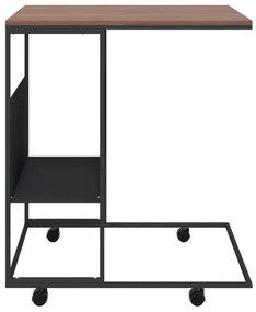 Fekete szerelt fa kisasztal kerekekkel 55x36x63,5 cm