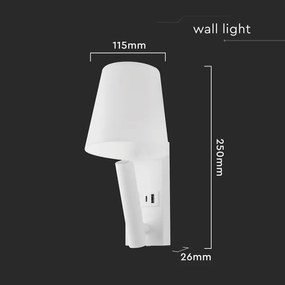 LED fali lámpa USB-porttal LED/2W/230V 3000K fehér