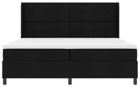 Boxspringsz MIDI Ágy Matrac &amp; LED Fekete 200x200 cm Szövet