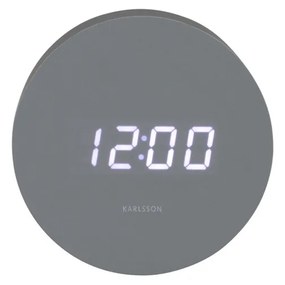 Karlsson 5981GY design LED óra ébresztővel,szürke, átmérő 9 cm