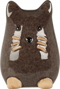 Dekoratív figura, Misu macska porcelán, 13 cm, szürke