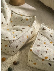 Fehér buklé-zsenília gyerek babzsákfotel Terrazzo Square – Wigiwama