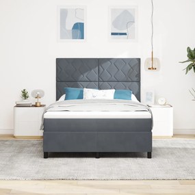 Boxspring Ágy Mattal és LED Fekete Szürke 140x200 cm Bársonyos